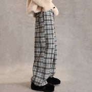 Plaid Relaxed Wide-Leg Pants