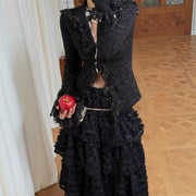 Frayed-Trim Fitted Cardigan