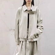 Collared Zip-Up Bomber Jacket