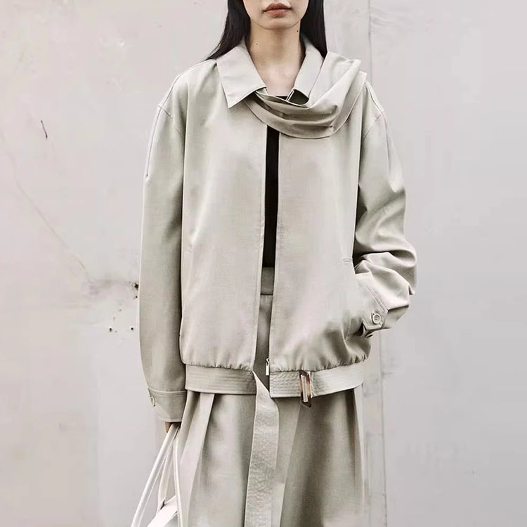 Collared Zip-Up Bomber Jacket
