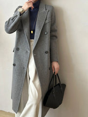 Notched-Lapel Long Coat