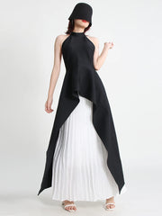 Asymmetric Halter Top and Skirt Set