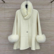 Fluffy-Trim Flared Coat