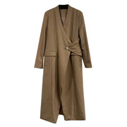 Asymmetric Single-Button Long Coat