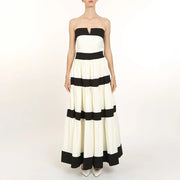 Colorblock Strapless Long Dress