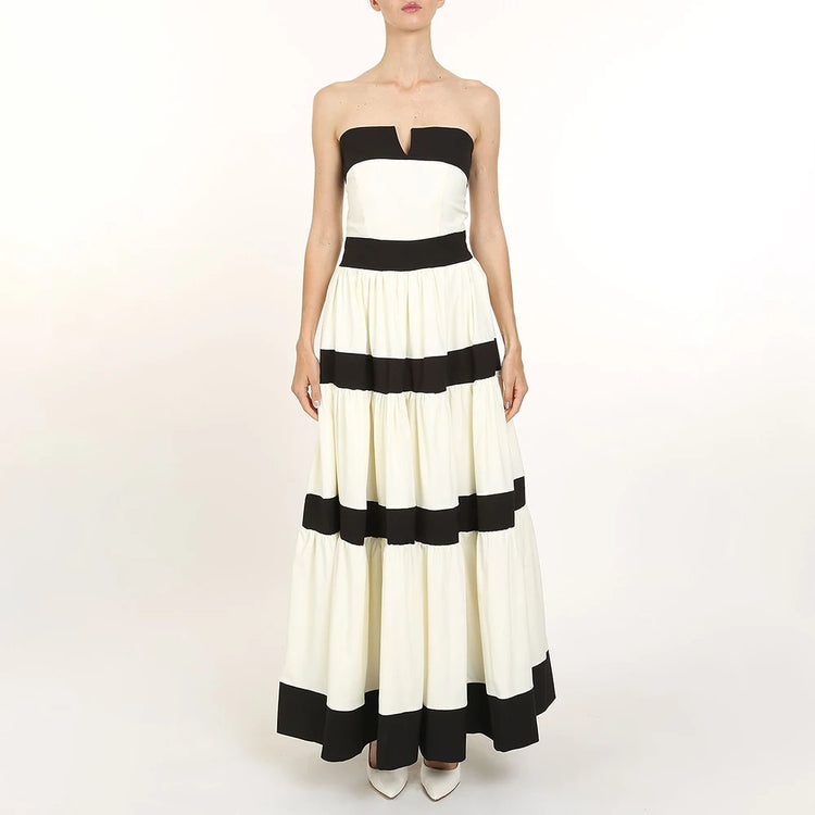 Colorblock Strapless Long Dress