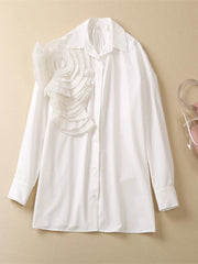 Oversized Floral Applique Shirt