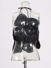 Beaded Floral Halter Top