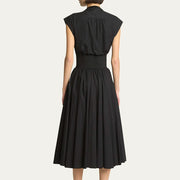 Lace-Up Sleeveless Pleated Dress