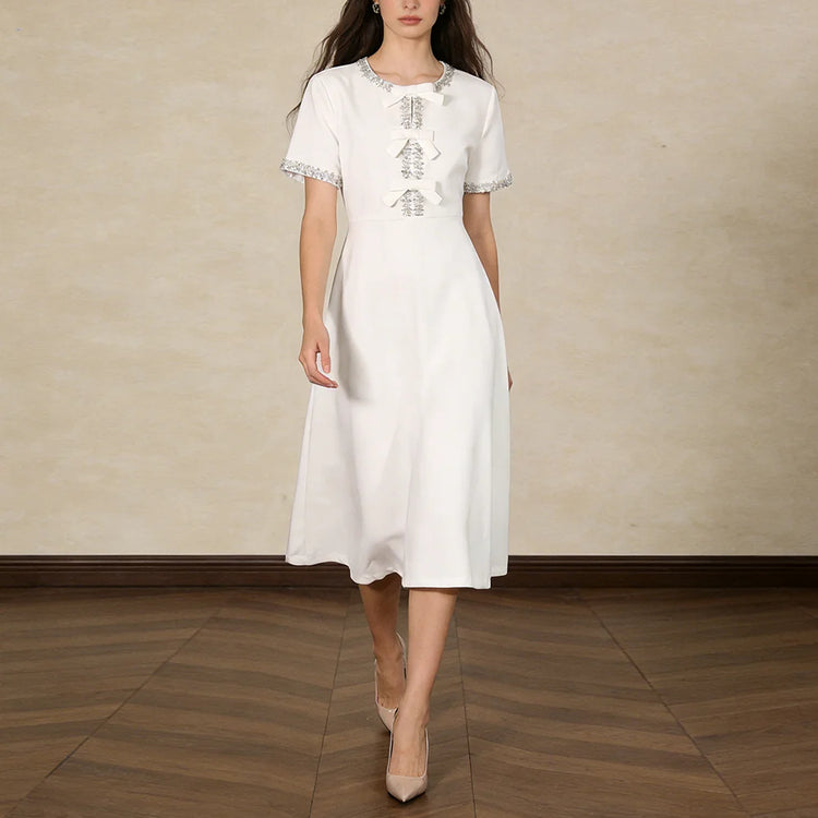 Bow-Detail Short-Sleeve Dress