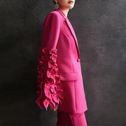 Ruffle-Sleeve Single-Button Blazer