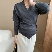 Asymmetric Button-Front Wrap Top