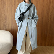 Stand-Collar Long Trench Coat