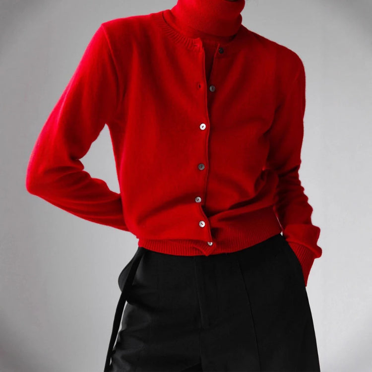 Round-Neck Fitted Cardigan