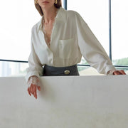 Lace-Trim Collared White Shirt