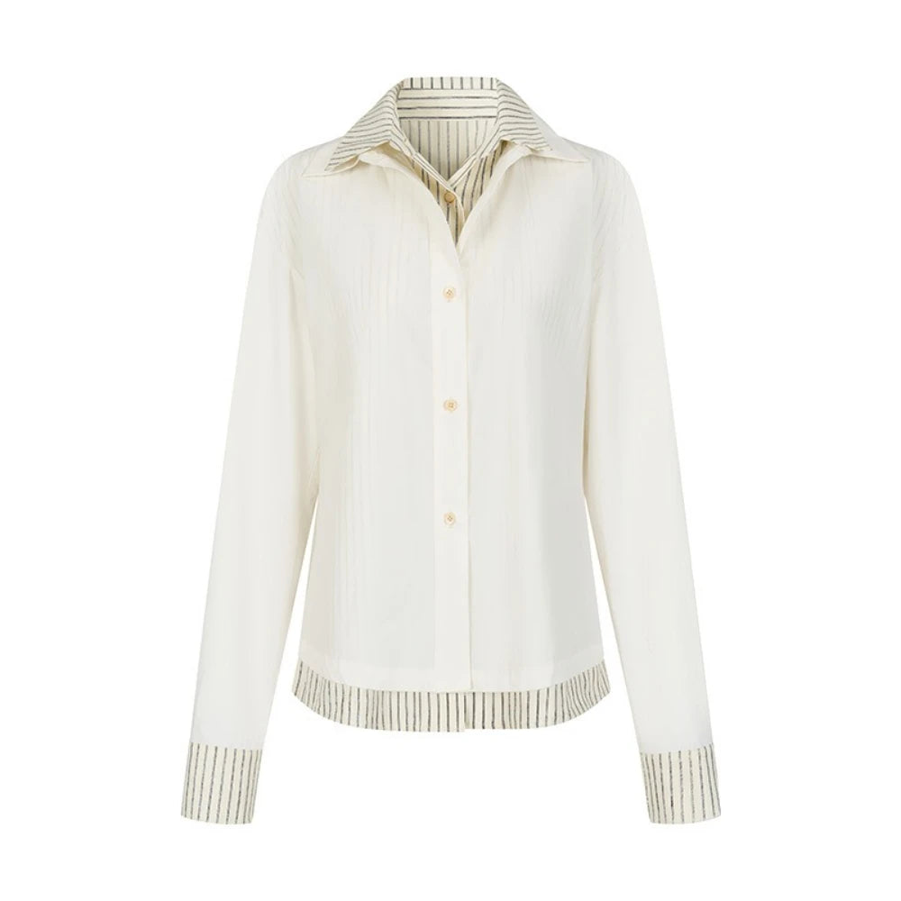 Striped-Trim Button-Front Shirt