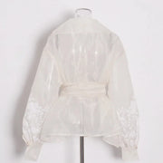 Floral Sheer Wrap Blouse