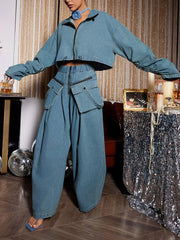 Cropped Jacket, Wide-Leg Jeans or Set