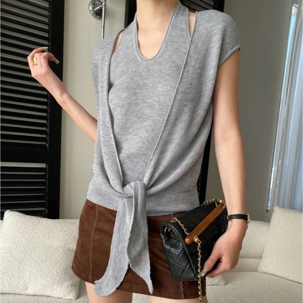 Tie-Front Sleeveless Top
