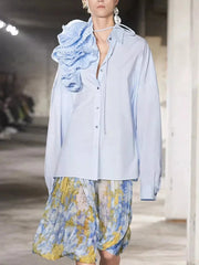 Oversized Floral Applique Shirt