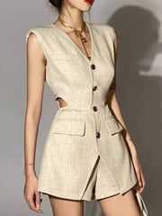 Three-Piece Blazer and Shorts Set