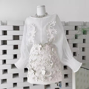 Floral Sheer Top and Skirt Set