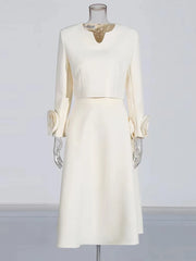 Notched-Neck Top and Skirt Set