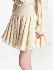 Textured Cropped Jacket or Pleated Skirt