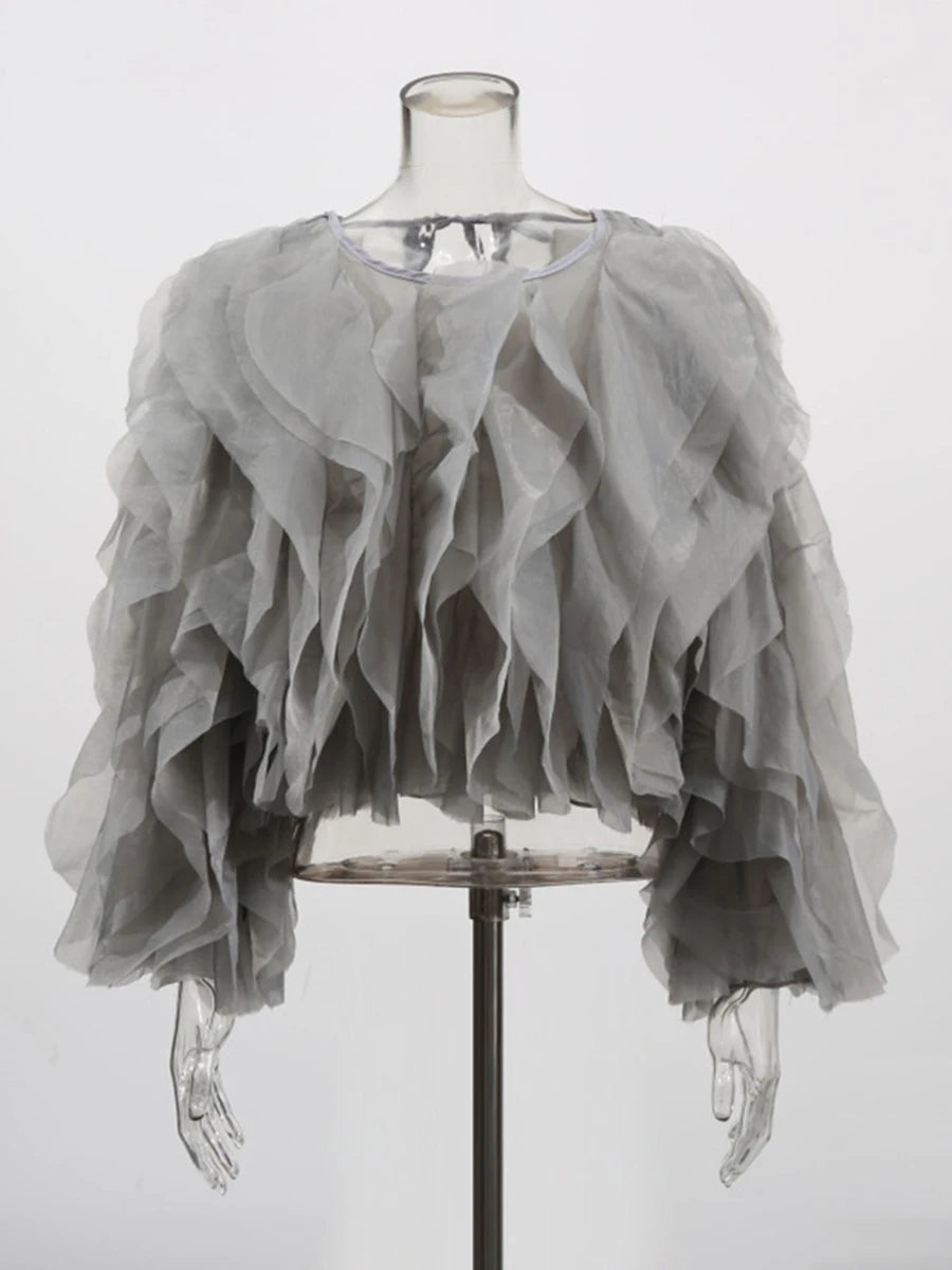 Ruffled Long-Sleeve Blouse