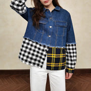 Mixed-Check Paneled Jacket