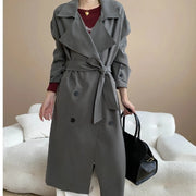 Wide-Lapel Long Trench Coat