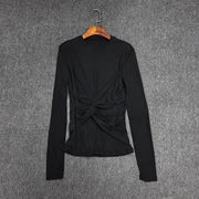 Twist-Front Long-Sleeve Top