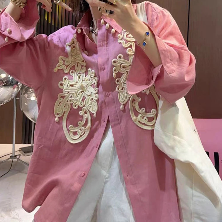 Floral Applique Long-Sleeve Shirt