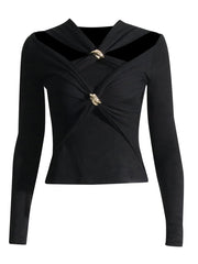 Crisscross Cutout Long-Sleeve Top