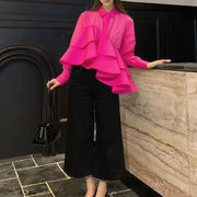 Asymmetric Ruffle-Hem Shirt
