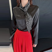 Embellished Tie-Neck Blouse