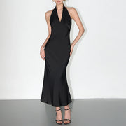 Deep-V Halter Long Dress