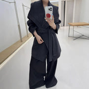 Wide-Lapel Tie-Waist Coat