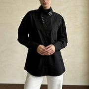 Asymmetric Buckle-Neck Shirt