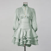 Ruched-Waist Ruffled Mini Dress
