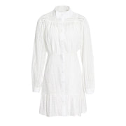 Eyelet Long-Sleeve Mini Dress
