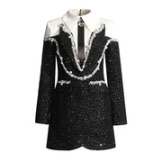 Embellished Long-Sleeve Mini Dress