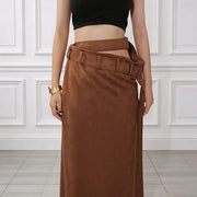 High-Waist Straight Long Skirt