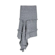 Ribbed Asymmetric Panel Skirt