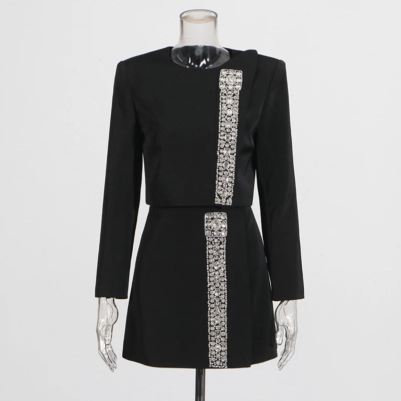 Embellished Jacket and Skirt Set