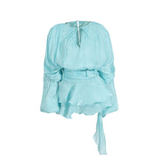 Ruched Balloon-Sleeve Mini Dress