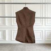 Draped Sleeveless Wrap Jacket
