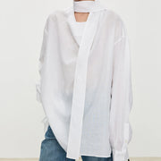 Draped Long-Sleeve Blouse