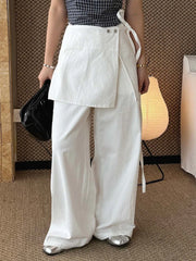 Wrap-Overlay Wide-Leg Pants