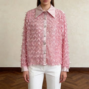 Textured Sequin Button-Up Shirt
